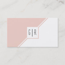 Blush pink and white monogram modern geometric