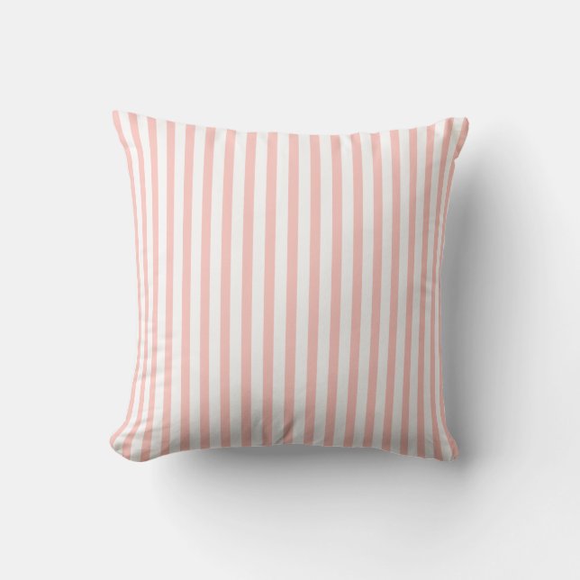 Blush pink and white striped pattern custom cushion (Front)