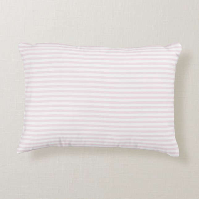Blush Pink and White Stripes  Decorative Cushion (Back)