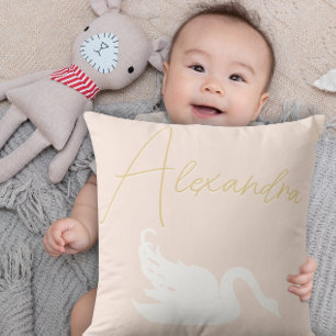Blush Pink and White Swan Any Colour Cushion