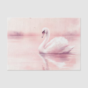 Blush Pink and White Swan Decoupage Tissue Paper