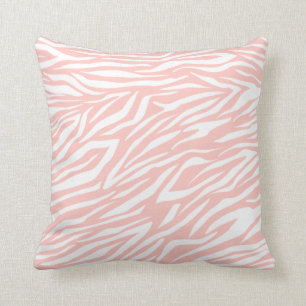 Blush pink and white zebra print pattern custom cushion
