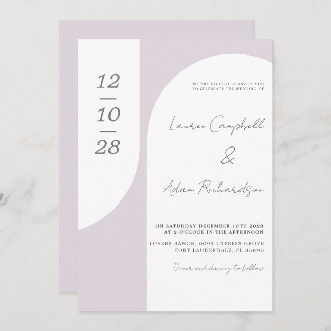 Blush Pink Arch & Calligraphy Wedding Invitation (Front/Back)