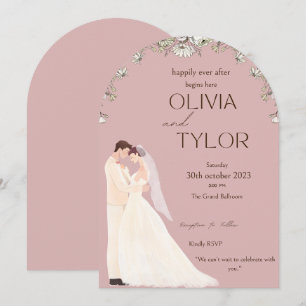 Blush Pink Arch Wedding Invitation Editable Roma