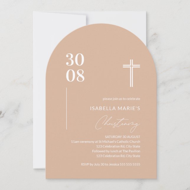 Blush Pink Arched Christening Invite (Front)