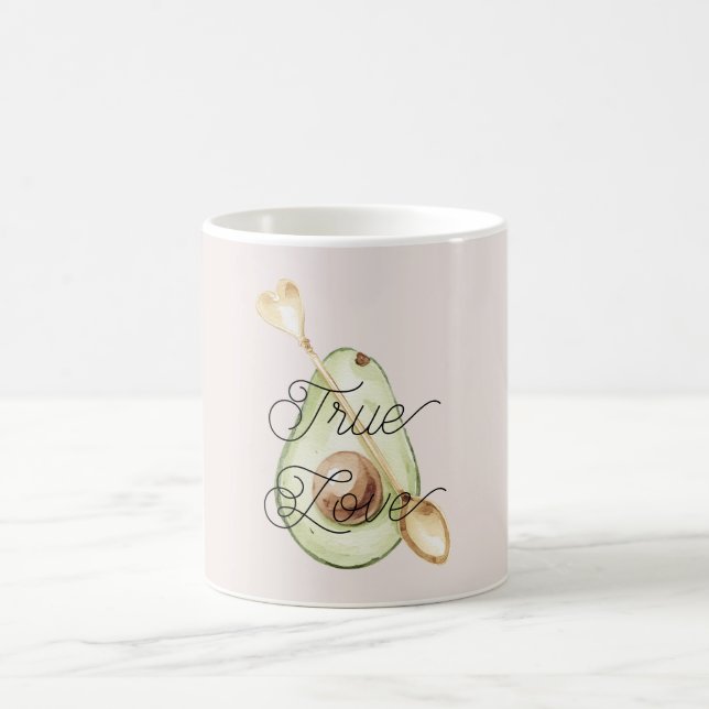 Blush Pink Avocado Heart Spoon  Coffee Mug (Center)