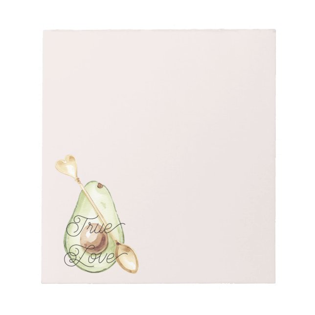 Blush Pink Avocado Heart Spoon  Notepad (Front)