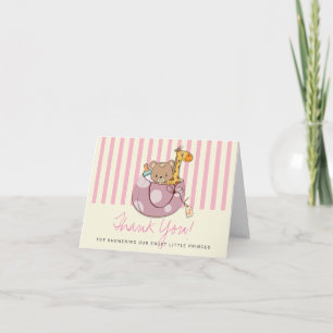 Blush Pink Baby Animals Baby Shower Thank You Card