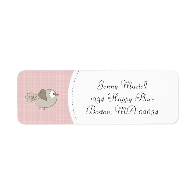 Blush Pink Baby Bird | Address Return Address Label (Front)