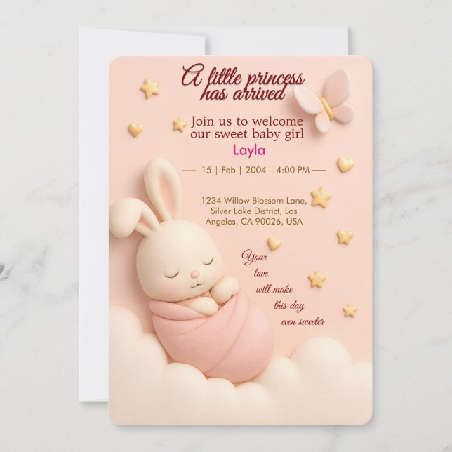 Blush Pink Baby Girl Shower Invite (Front)