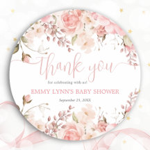 Blush Pink Baby In Bloom Baby Shower Thank You