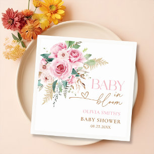 Blush Pink Baby In Bloom Floral Baby Shower Napkin