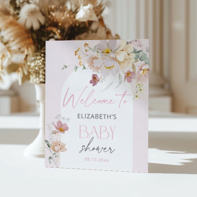 Blush Pink Baby in Bloom Floral Welcome Poster (Creator Uploaded)