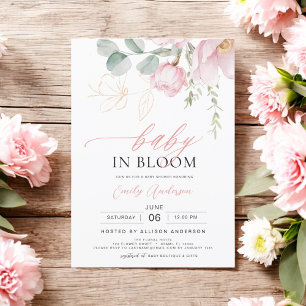 Blush Pink Baby in Bloom Shower Floral Girl Invitation