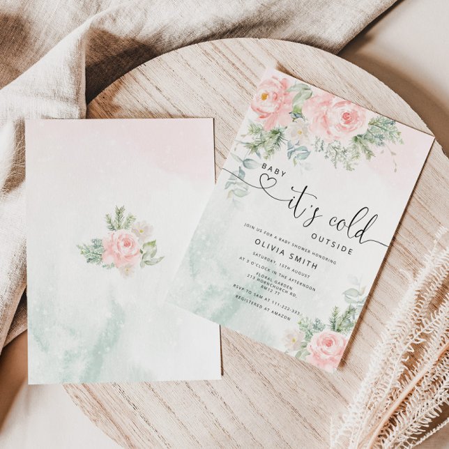 Blush pink Baby it's cold outside baby shower Invitation (Creator Uploaded)