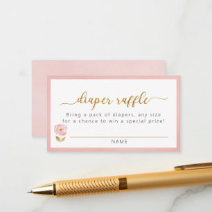 Blush Pink Baby Shower Diaper Raffle Card