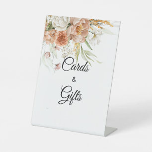 Blush Pink Baby Shower Floral Card & Gifts Pedestal Sign