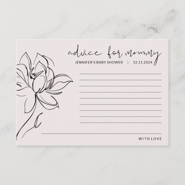 Blush Pink Baby Shower Flower Advice for Mother Card (Front)