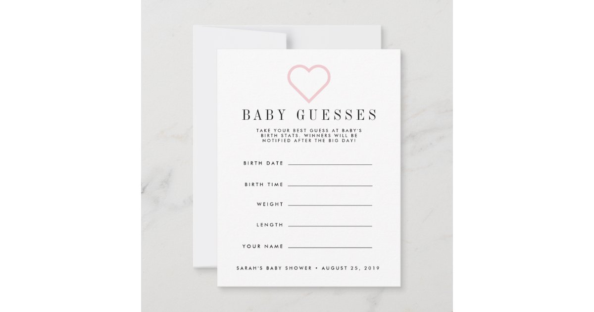 Blush Pink Baby Shower Guessing Game Zazzle Com Au