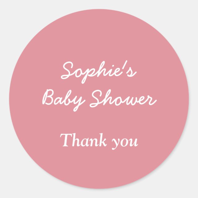 Blush Pink Baby Shower Thank You Sticker (Front)