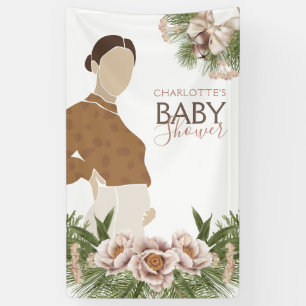 Blush Pink Baby Shower Watercolor Floral Banner