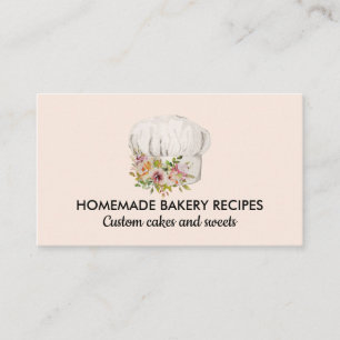 Blush Pink Bakery Chef Cap Pastry Business Card