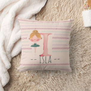 Blush Pink Ballerina Monogram I – Personalized Art Cushion