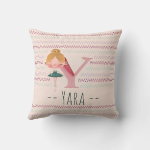Blush Pink Ballerina Monogram Y – Personalized Art Cushion