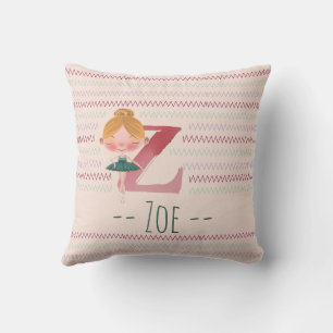 Blush Pink Ballerina Monogram Z – Personalised Art Cushion