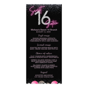 Blush Pink Balloon Diamonds Sweet 16 Sixteen Menu