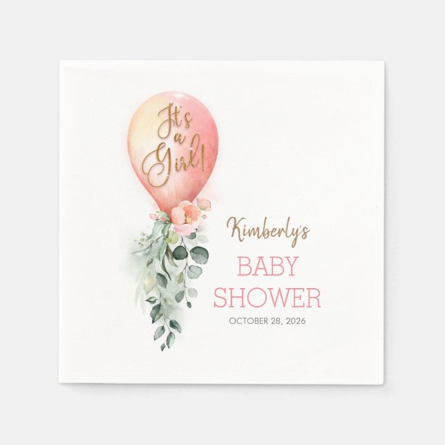 Blush Pink Balloon Garland Elegant Baby Shower Napkin (Front)