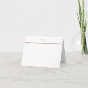 Blush Pink Bar Monogram Personalised Note Card