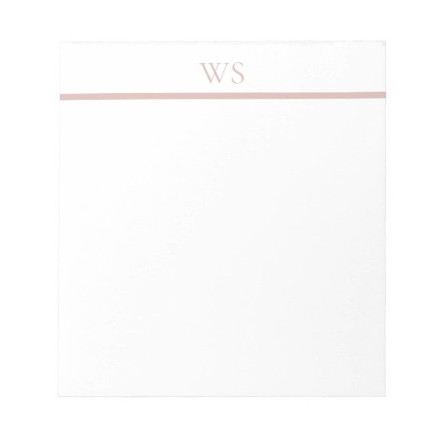 Blush Pink Bar Monogram Personalised Notepad (Front)