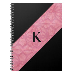 Blush Pink Batik and Black Monogrammed Notebook