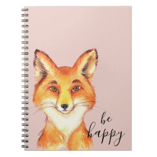 Blush Pink Be Happy Fox Notebook