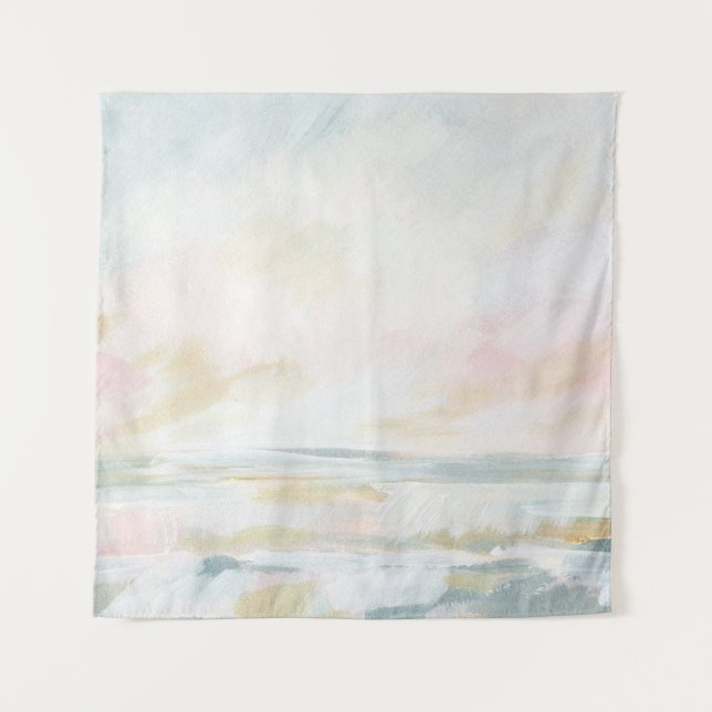 Blush Pink Beach Seascape Fine Art Tapestry (Front)