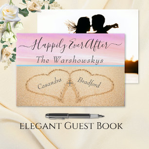 Blush Pink Beach Wedding 2 Hearts Photo Wedding Guest Book