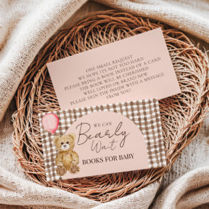 Blush Pink Bearly Wait Teddy Bear Books For Baby Enclosure Card