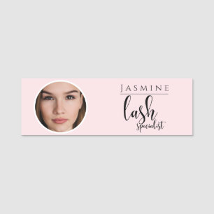 Blush Pink Beauty Professional Lash Specialist Name Tag