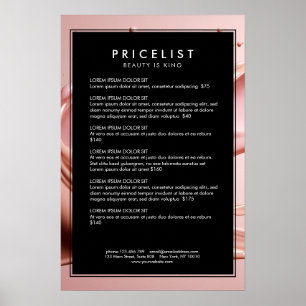 Blush Pink Beauty Salon Price List  Poster