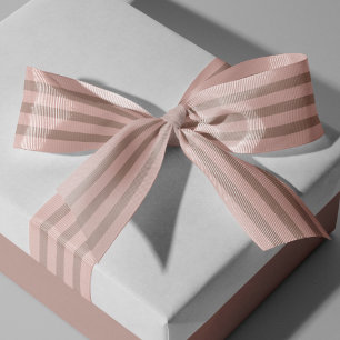 Blush Pink Beige Stripes Colours FFCEC7 and D6AEA3 Grosgrain Ribbon