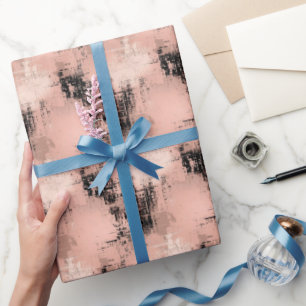 Blush Pink & Black Abstract Paint Wrapping Paper