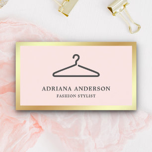 Blush Pink Black Clothes Hanger Fashion Stylist Business Card
