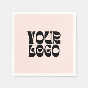 Blush Pink & Black Corporate Business Logo Napkin