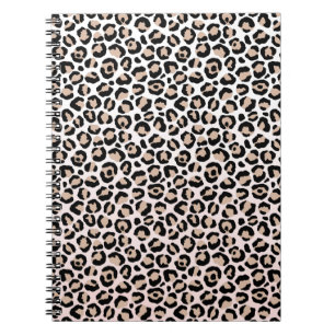 Blush Pink Black Cream Leopard Print           Notebook