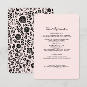 Blush Pink   Black Floral Wedding Details Cards