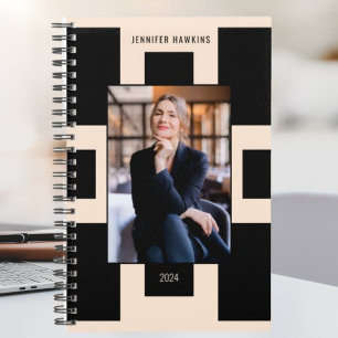 Blush Pink & Black Geometric Business Women Photo Planner