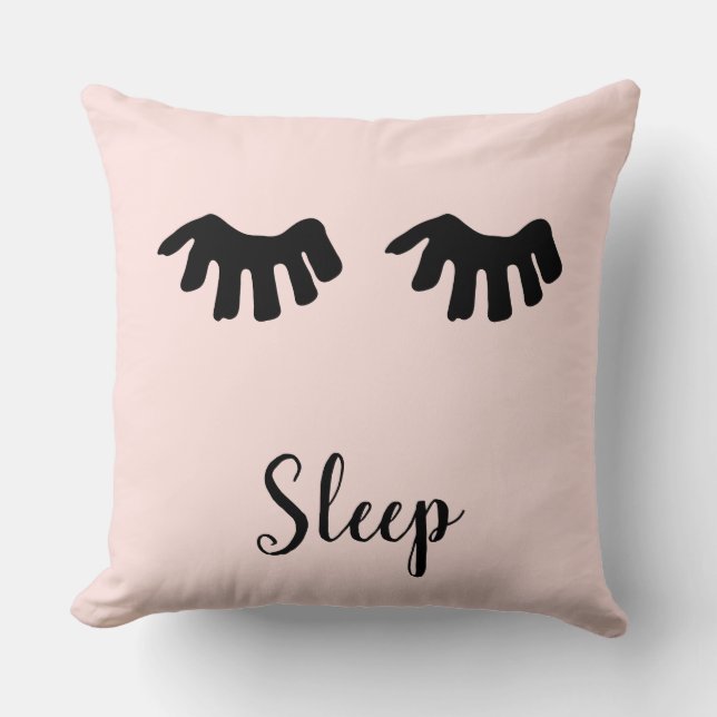 Blush Pink Black Glam Eyelashes Sleep Cushion (Front)