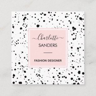 Blush pink black ink splatters  square business ca square business card