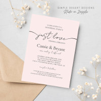 Blush Pink & Black Just Love Modern Script Wedding